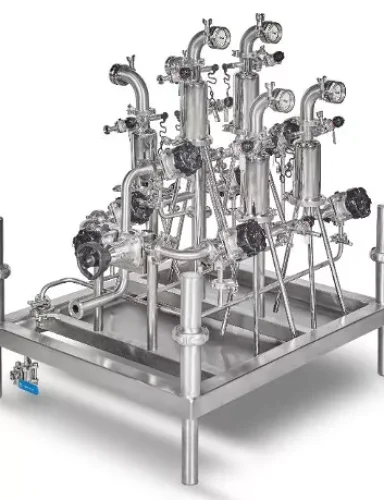 Transfer sterile filtration skids with Integrity testing